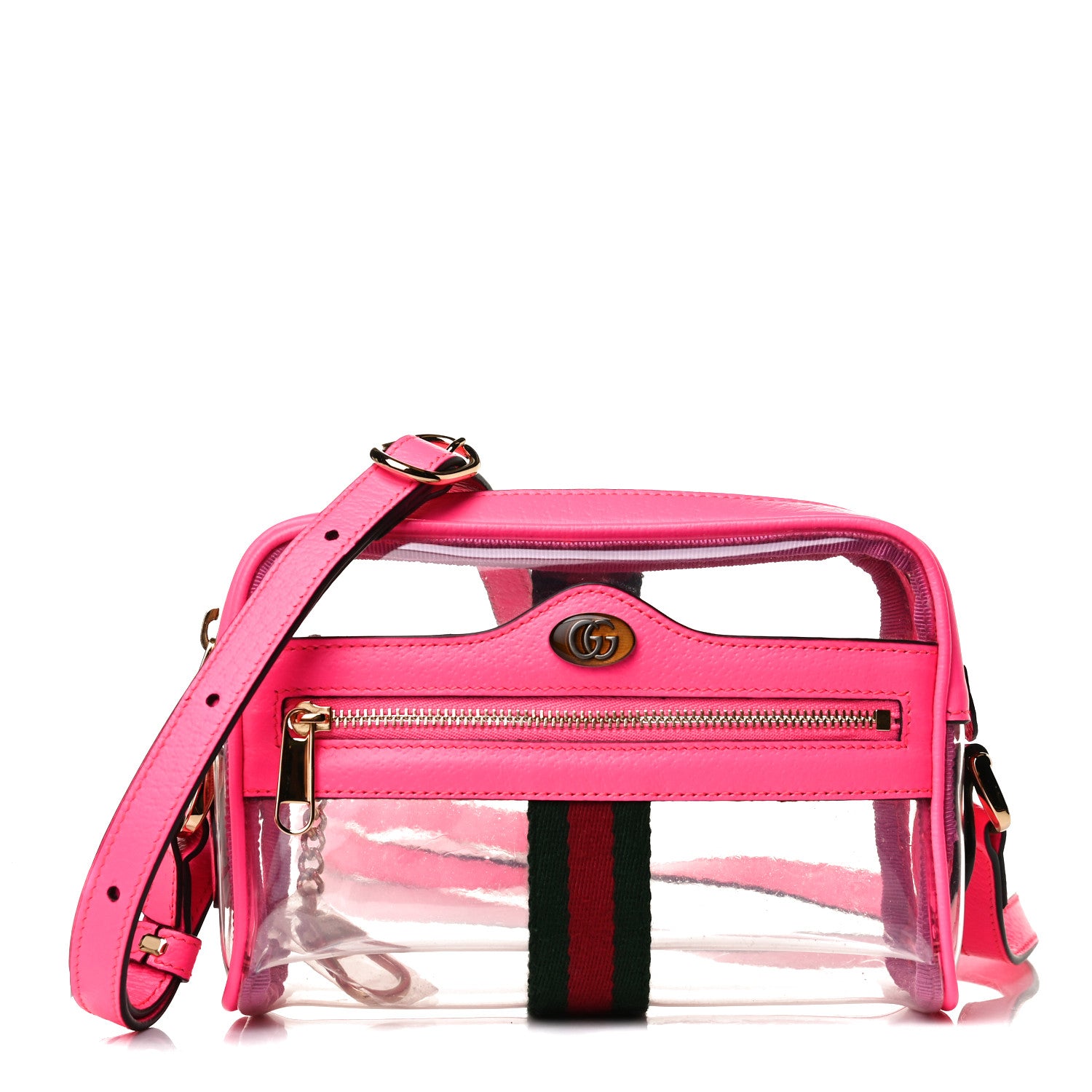 Gucci Vinyl Web Mini Ophidia Transparent Shoulder Bag Fluorescent Fuchsia 1 of 14
