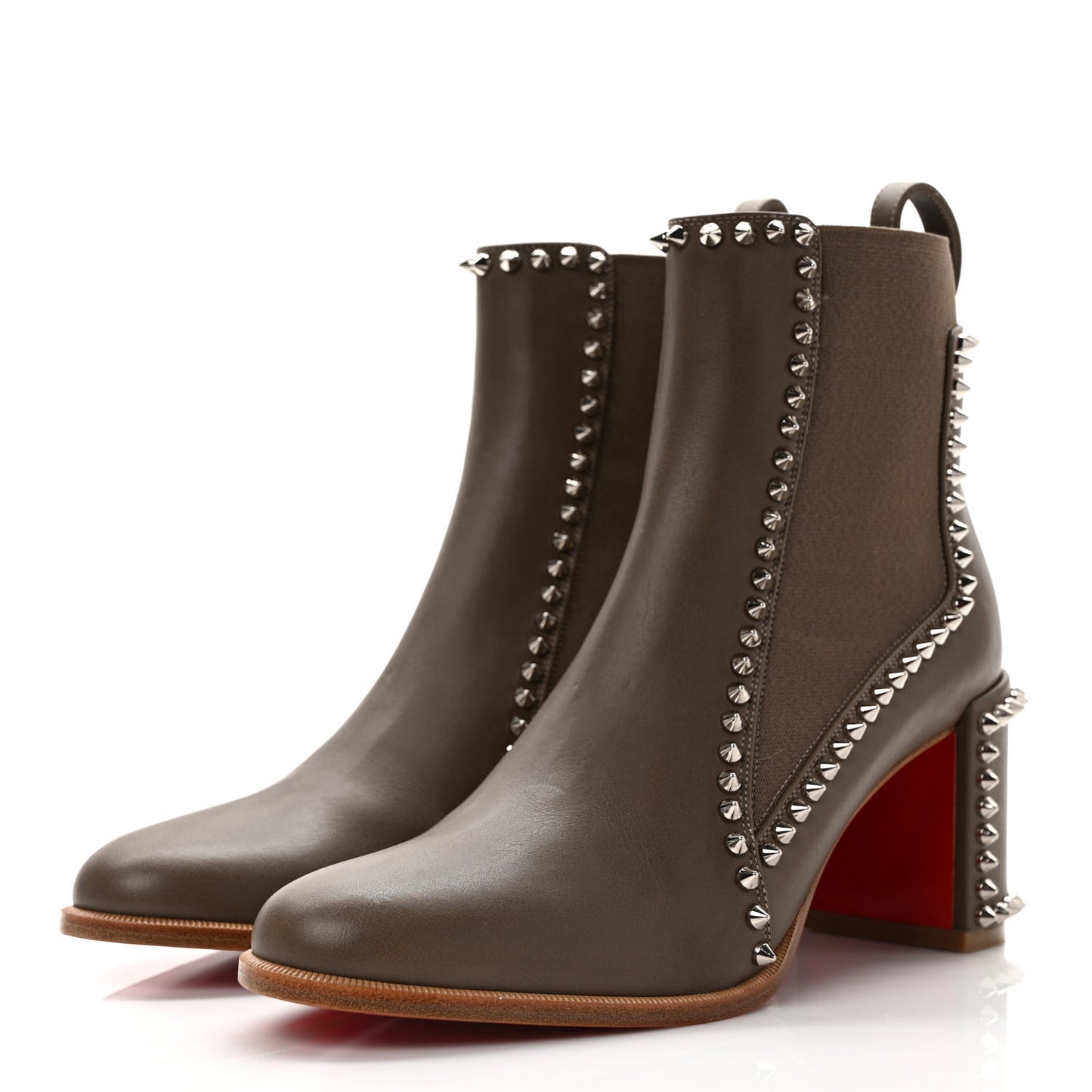 Calfskin Spikes Chelsea Outline Boots 37.5 Silex Grey