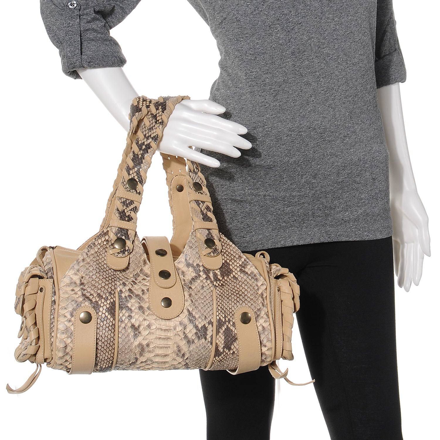 バッグ Chloe Silverrado Python Shoulder Bag Chloe Python Silverado Shoulder Bag Beige 55422 – FASHIONPHILE