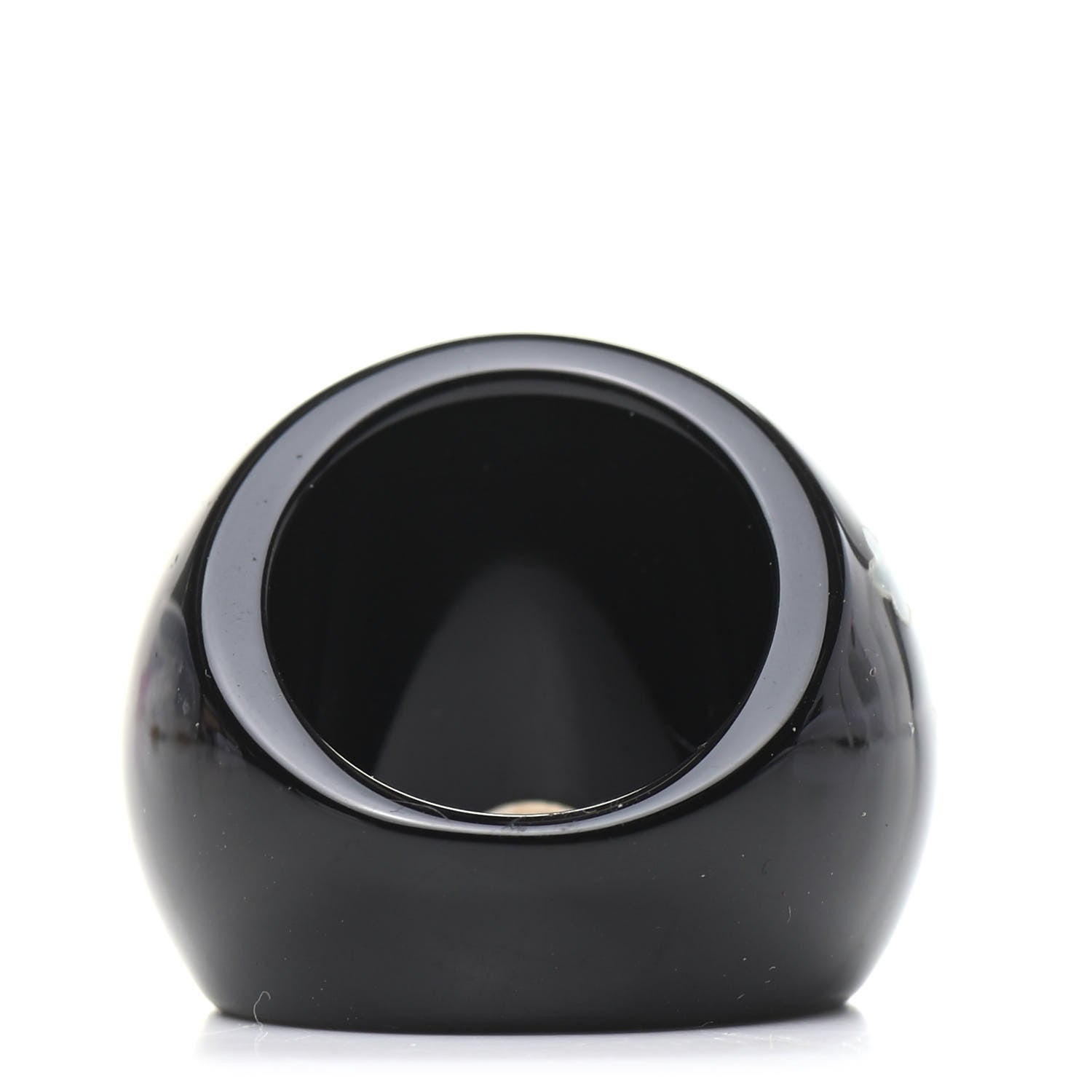 Chanel Resin Glitter Enamel CC Bird Ring 7 Black Green 3 of 5