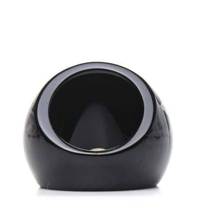 Chanel Resin Glitter Enamel CC Bird Ring 7 Black Green 3 of 5