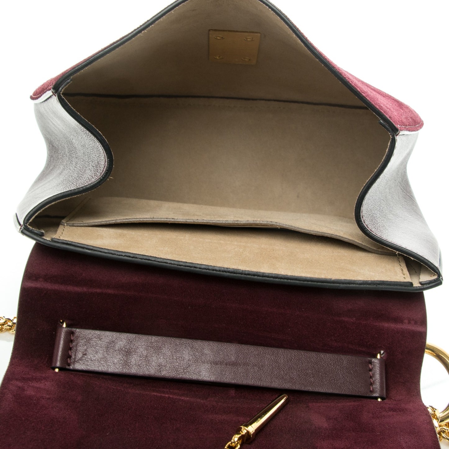 Suede Smooth Calfskin Drew Shoulder Bag Dark Purple