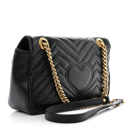 Gucci Calfskin Matelasse Small GG Marmont Shoulder Bag Black 3 of 11