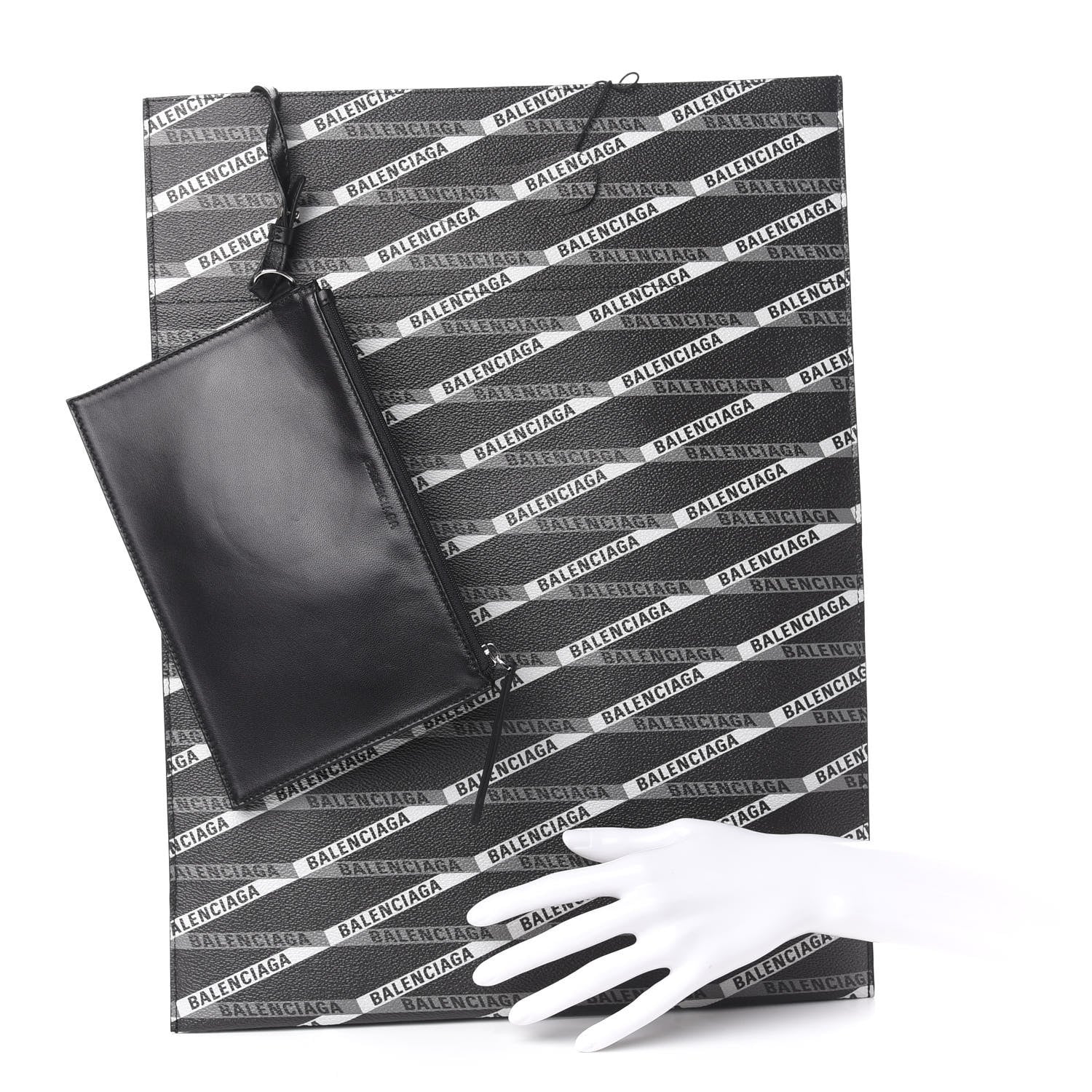 Balenciaga Coated Canvas Losange Monogram Plastic Bag Shopper S Black Grey 2 of 8