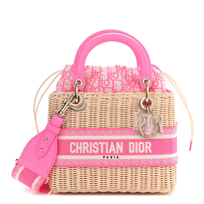 Christian Dior Wicker Oblique Medium Lady Dior Bag Fluorescent Pink 1 of 10