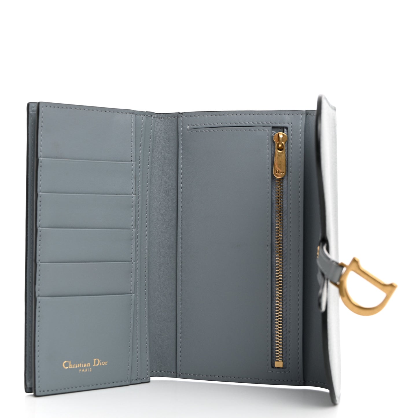 Goatskin Saddle Wallet Grey Stone