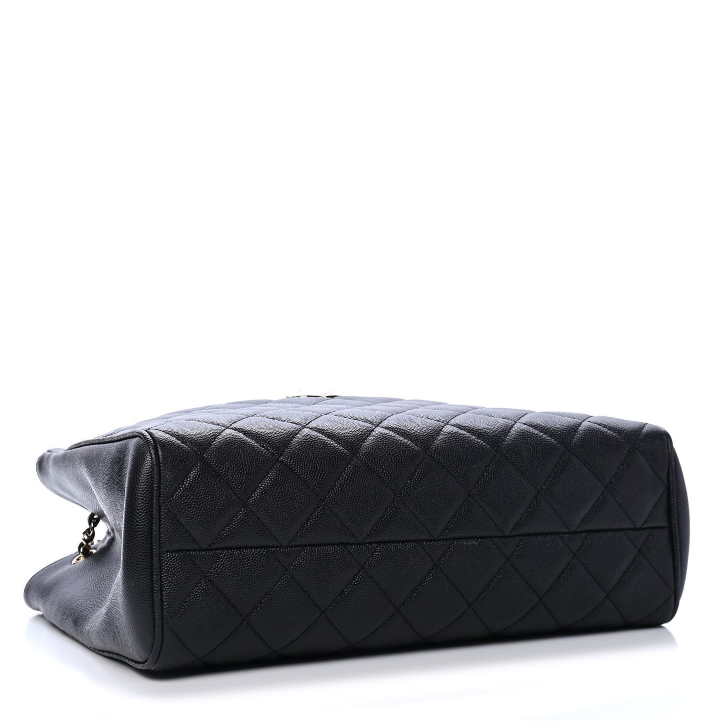 Caviar Quilted In Out Flap Shopping Tote Black