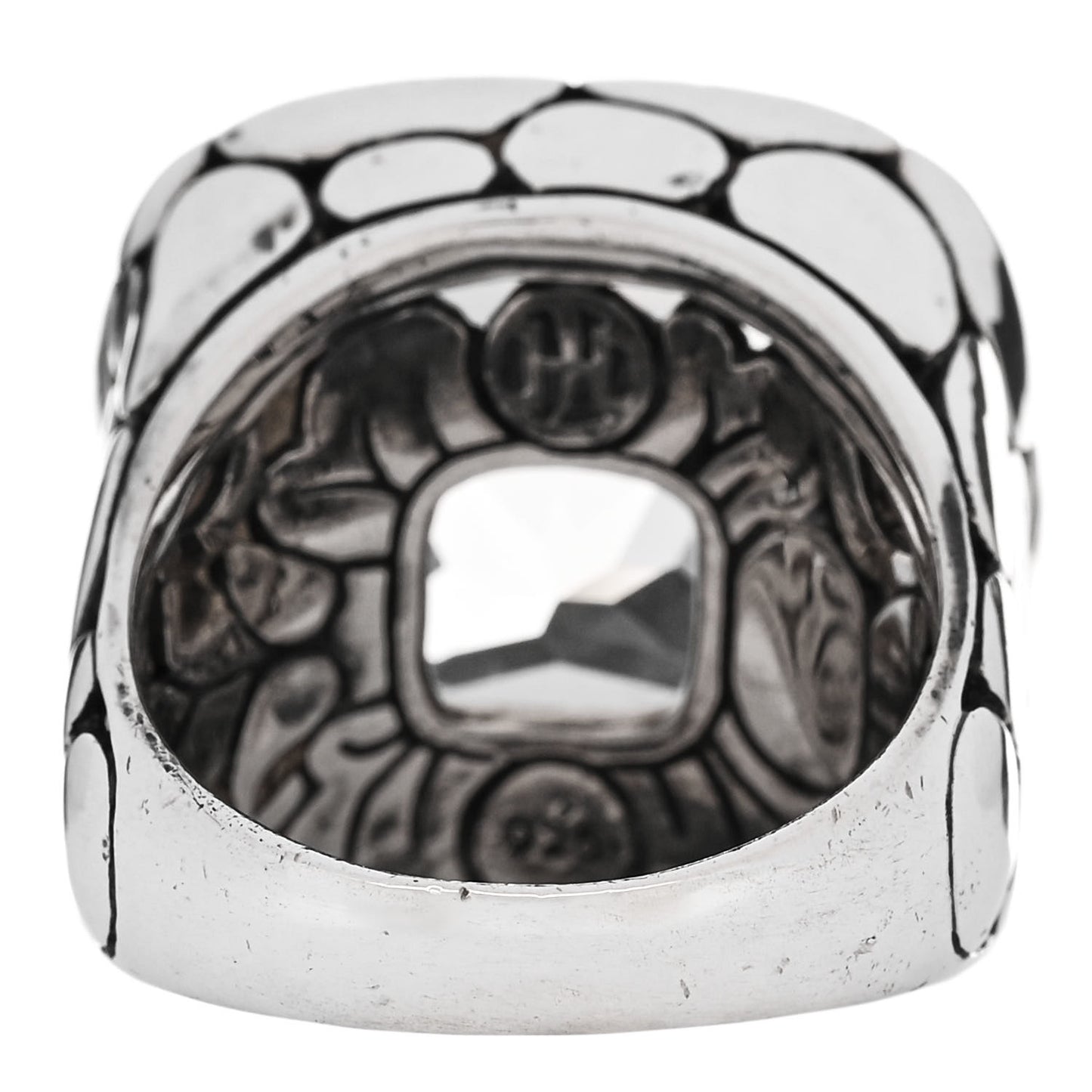 Sterling Silver White Topaz Batu Kali Square Ring 54 7