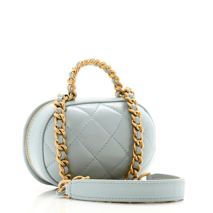 Chanel Lambskin Quilted CC Bubble Vanity Case With Chain Light Blue 3 of 14