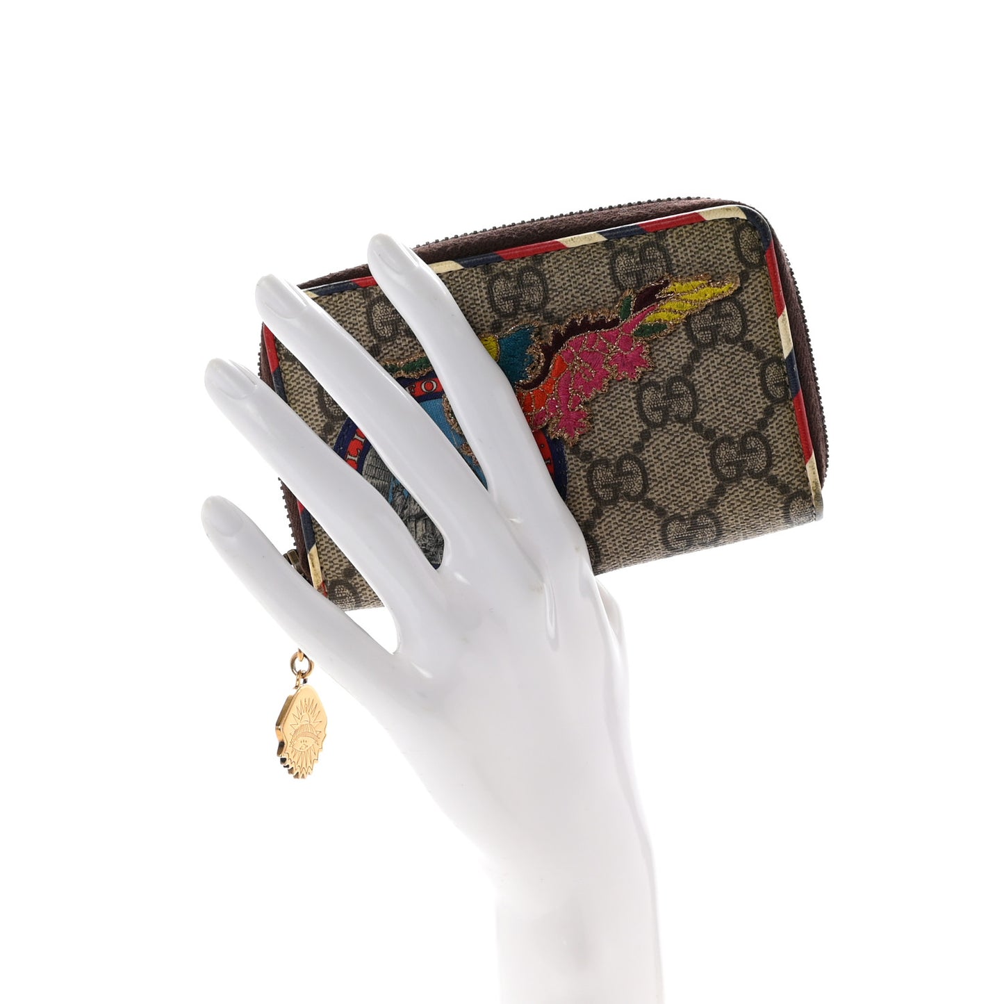 GG Supreme Monogram Night Courrier Embroidered Zip Around Card Case