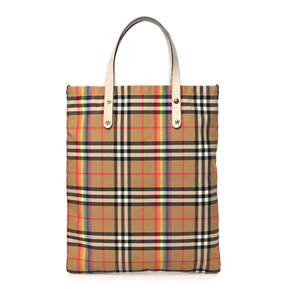Burberry Vintage Rainbow Check Shopper Tote White 1 of 8
