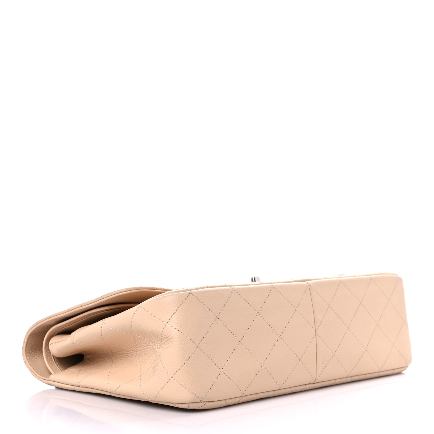 Caviar Quilted Jumbo Double Flap Beige Clair