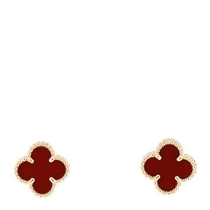 Van Cleef & Arpels 18K Rose Gold Carnelian Sweet Alhambra Earrings 1 of 5