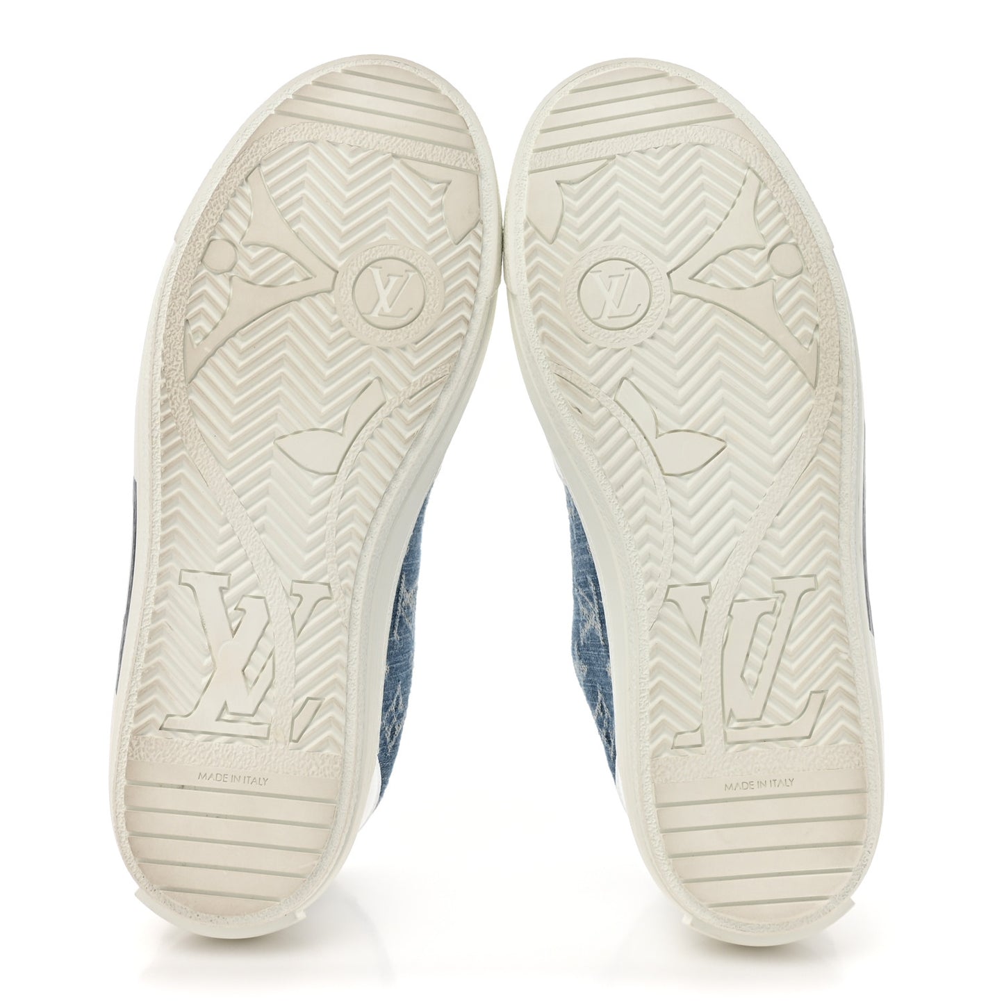 Calfskin Monogram Denim Womens Charlie Sneakers 39 White Blue