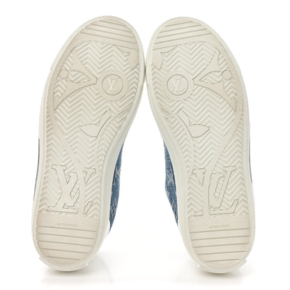 Louis Vuitton Calfskin Monogram Denim Womens Charlie Sneakers 39 White Blue 6 of 11