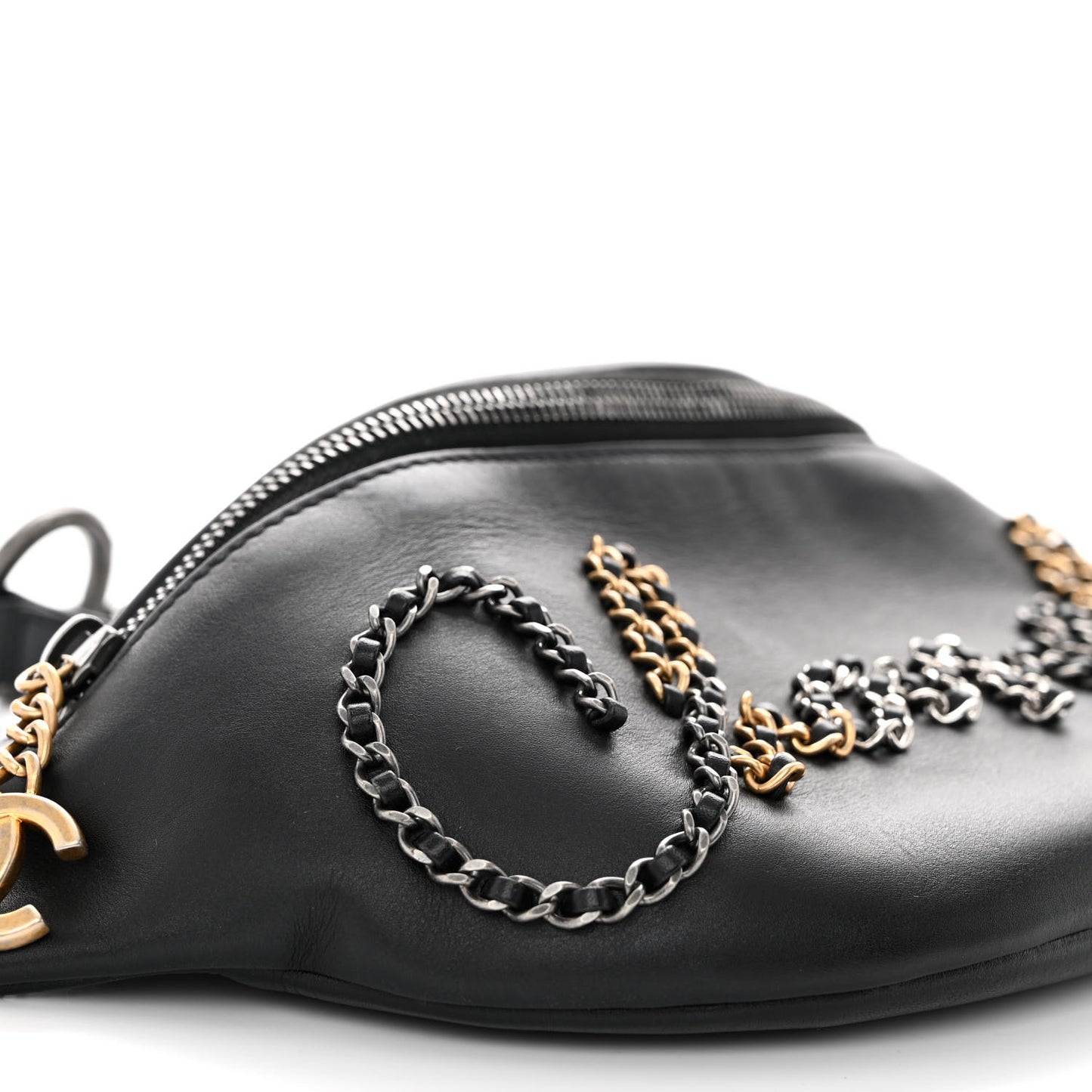 Calfskin Chain 20s Signe Waist Bag Black