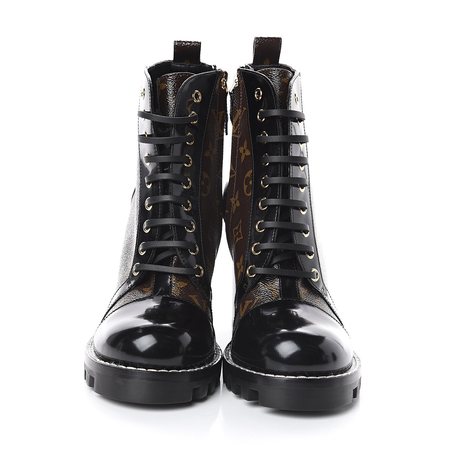 Patent Calfskin Monogram Star Trail Ankle Boots 39 Black