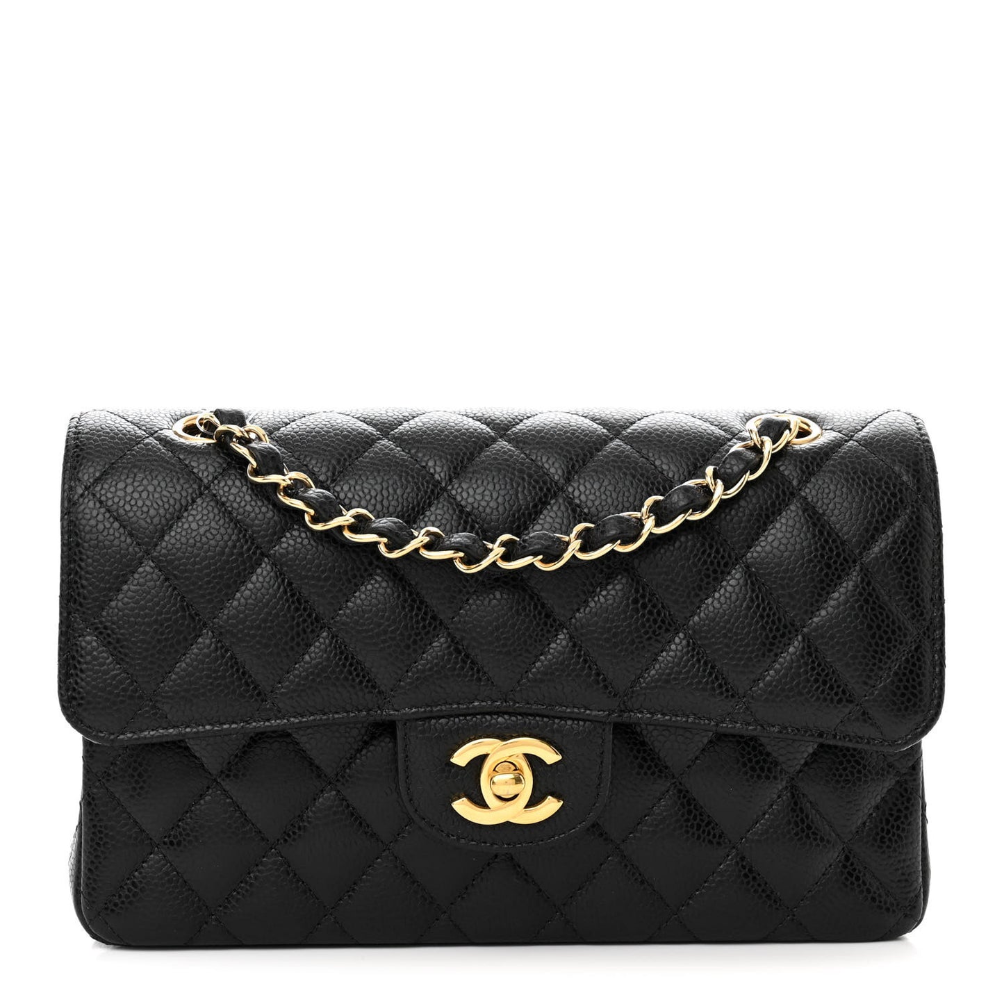 Caviar Quilted Small Double Flap Black