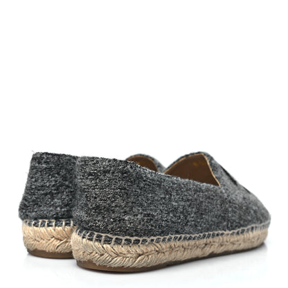 Chanel Tweed Velvet CC Espadrilles 40 Grey Black 4 of 10