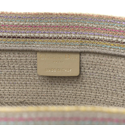 Christian Dior Canvas Embroidered Medium Stripes Book Tote Beige Multicolor 6 of 9