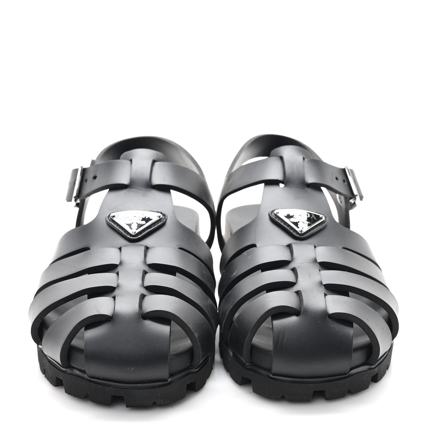 Prada Foam Rubber Triangle 50mm Cage Sandals 40 Black 2 of 10