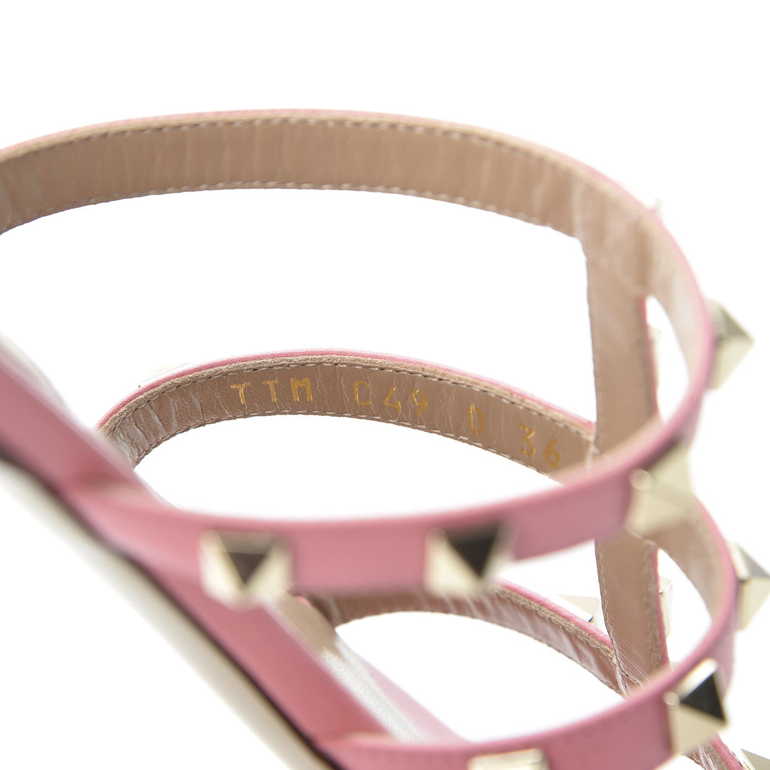 Valentino Garavani Nappa Rockstud Caged Flat Slide Sandals 36 Paradise Rose 8 of 9