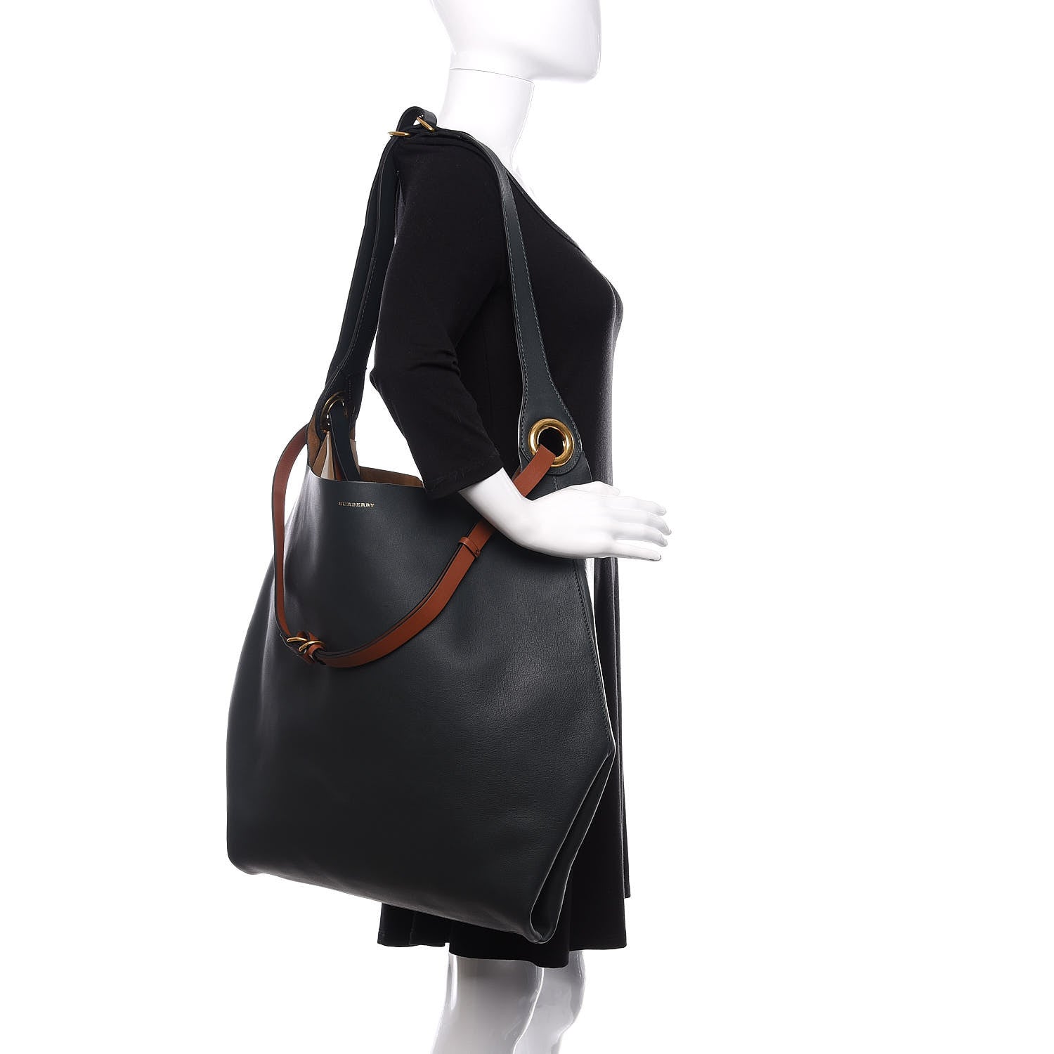 Burberry Calfskin Medium Grommet Hobo Dark Emerald 2 of 10
