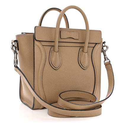 Celine Drummed Calfskin Nano Luggage Dune 3 of 10