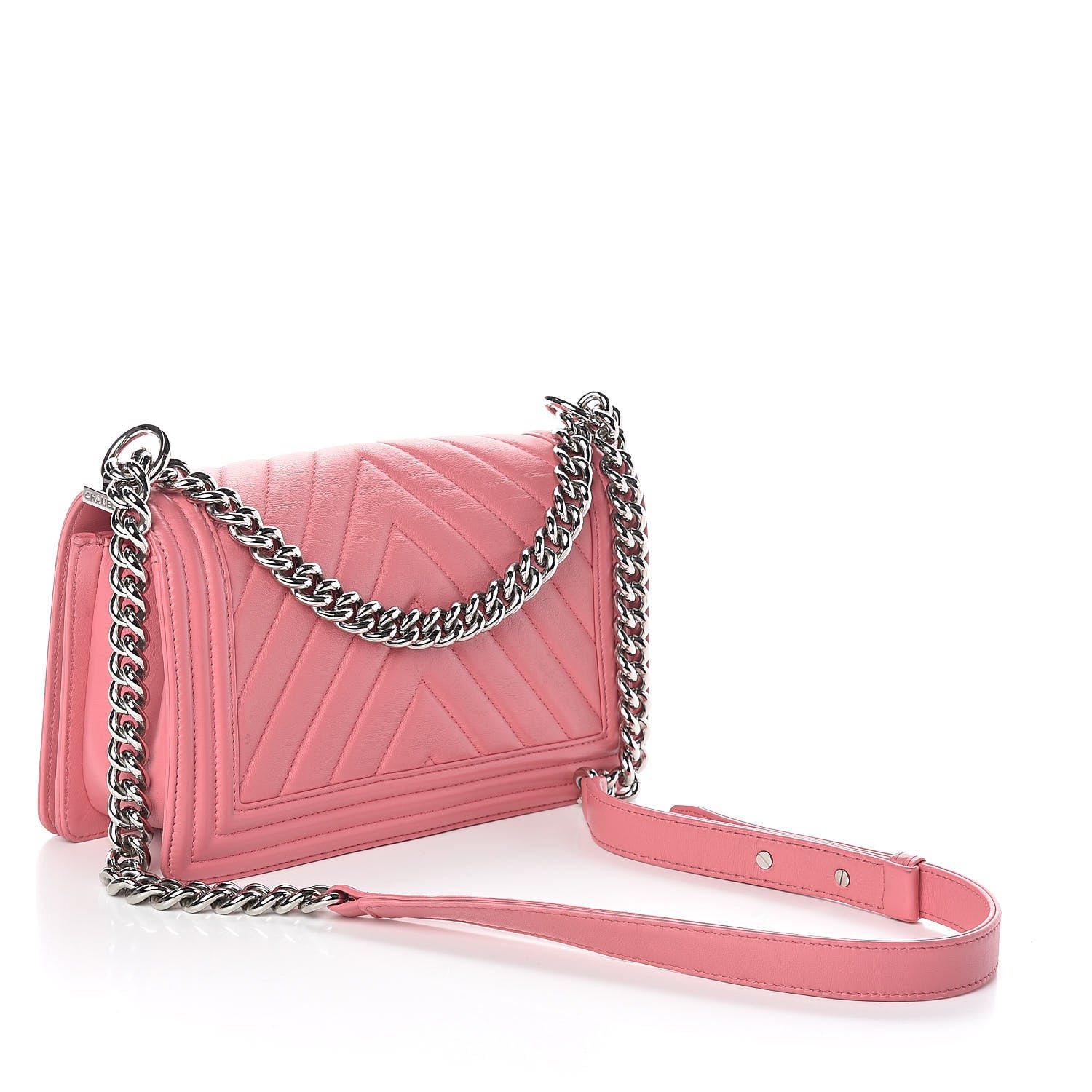 Chanel Calfskin Chevron Quilted Medium Boy Flap Pink 3 of 11