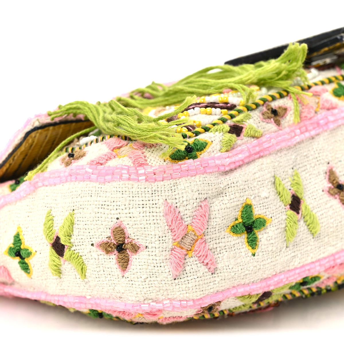 Canvas Beaded Baguette White Multicolor