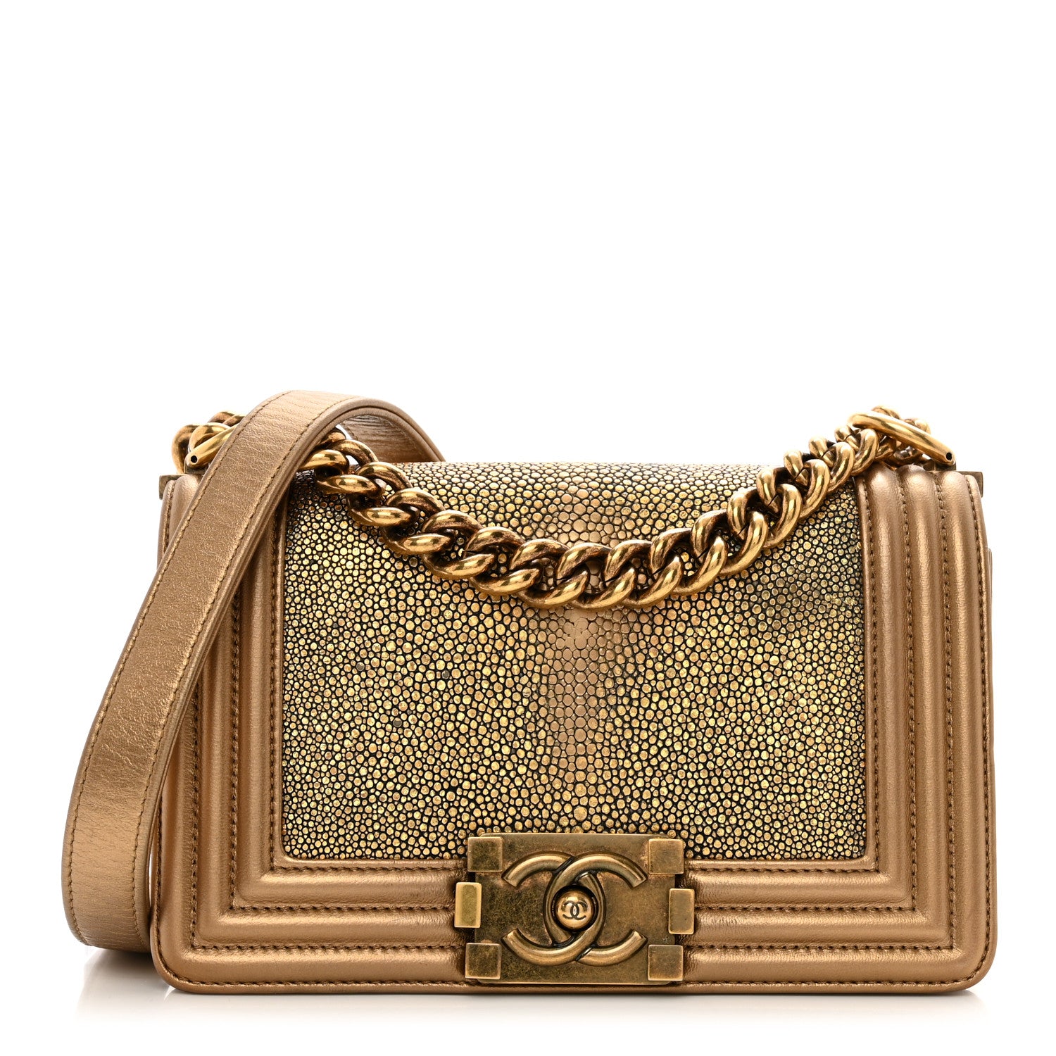 Chanel Galuchat Stingray Small Boy Flap Gold 1 of 10