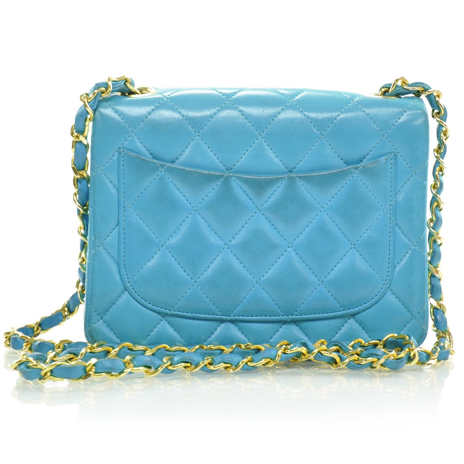 Chanel Lambskin Quilted Mini Flap Turquoise GHW 4 of 9