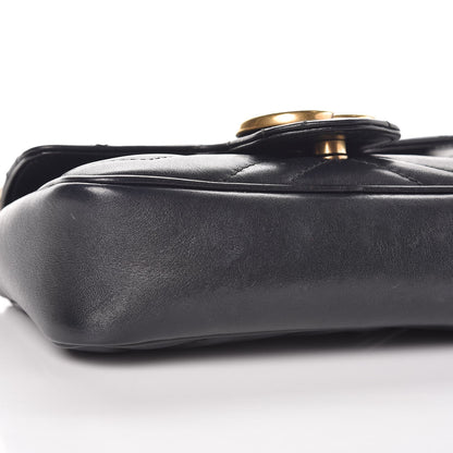 Gucci Calfskin Matelasse Super Mini GG Marmont Shoulder Bag Black 9 of 9