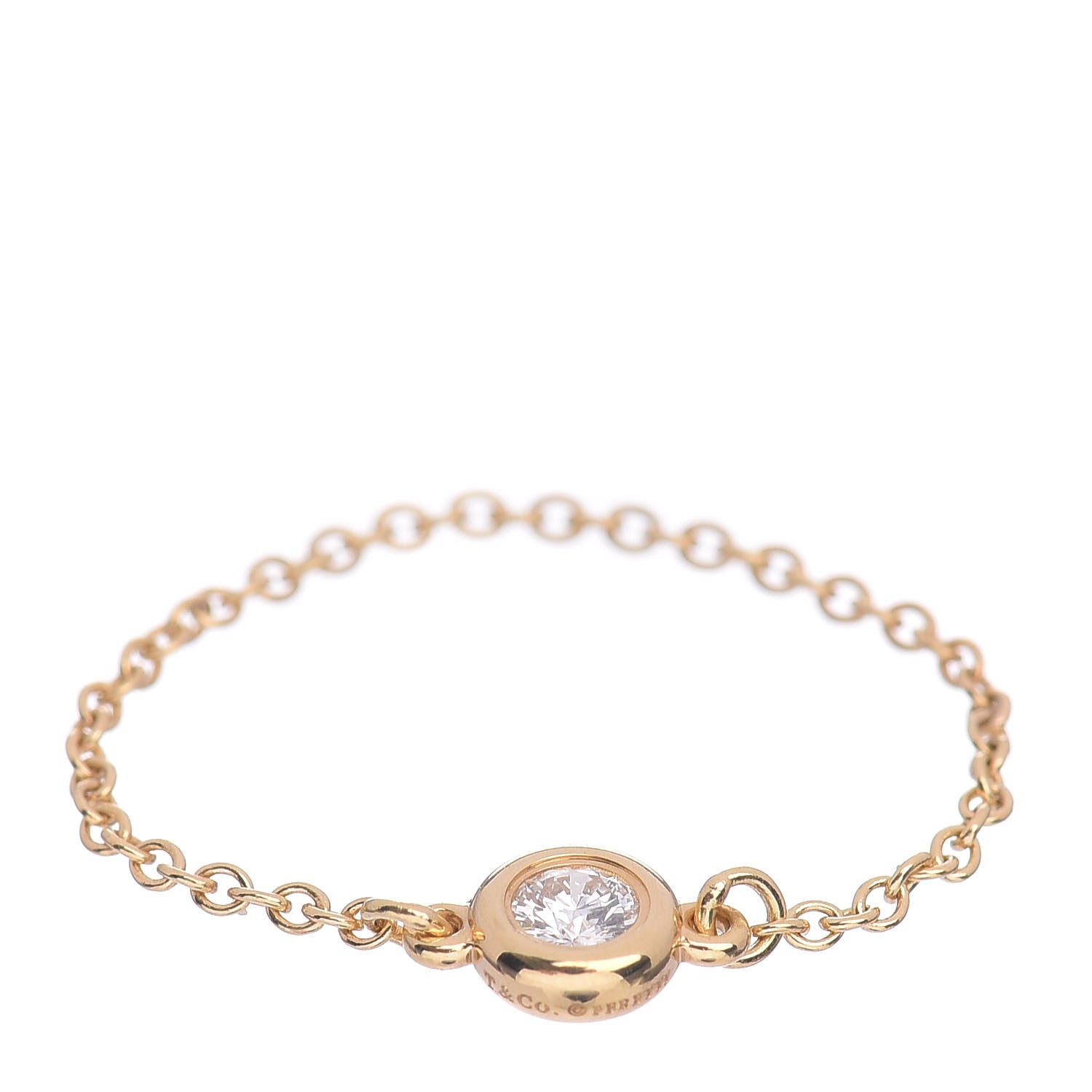 Tiffany 18K Yellow Gold Diamond .07ct Elsa Peretti Diamonds By The Yard Ring 52 6 1 of 4