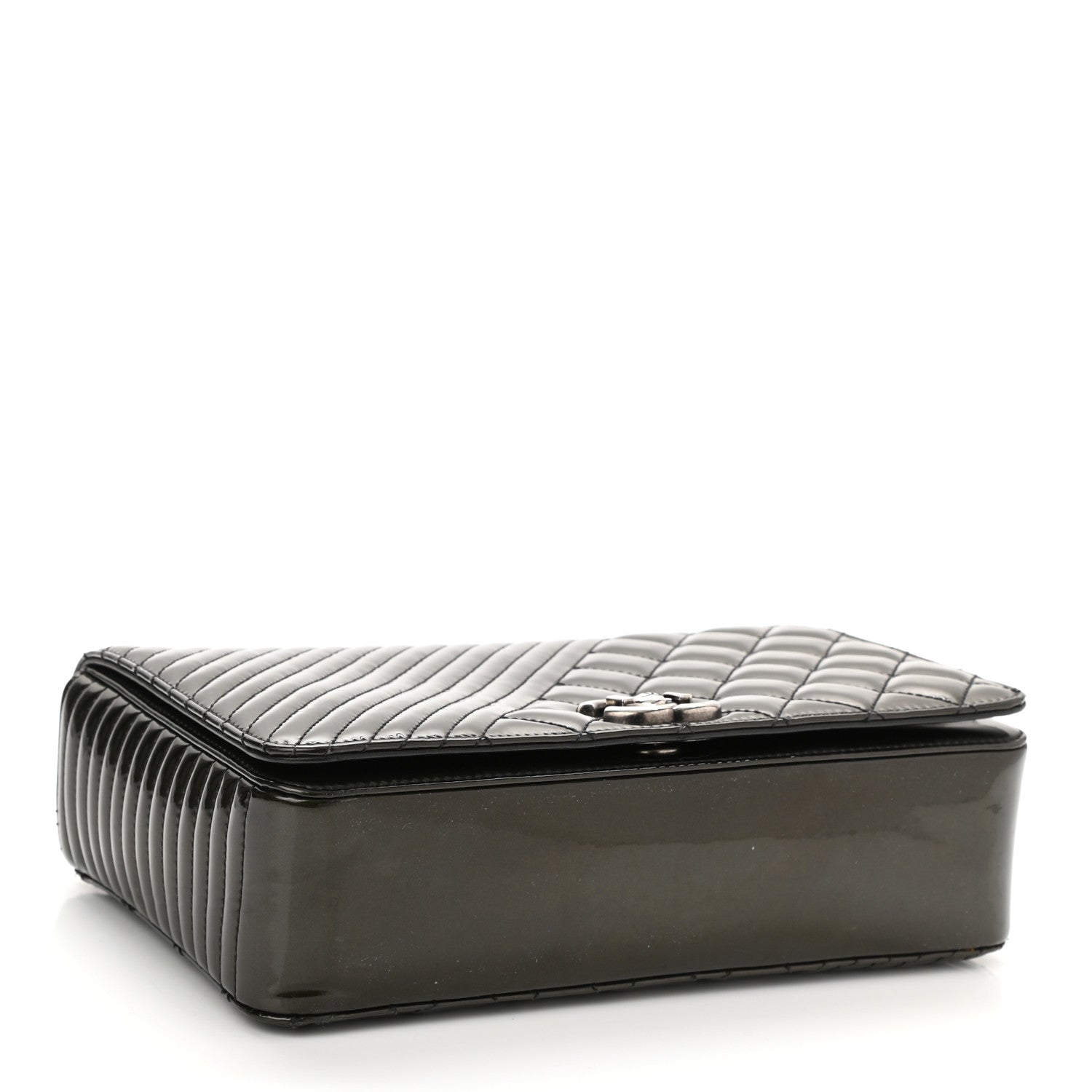 Chanel Patent Quilted Medium Coco Boy Flap Dark Green 4 of 10