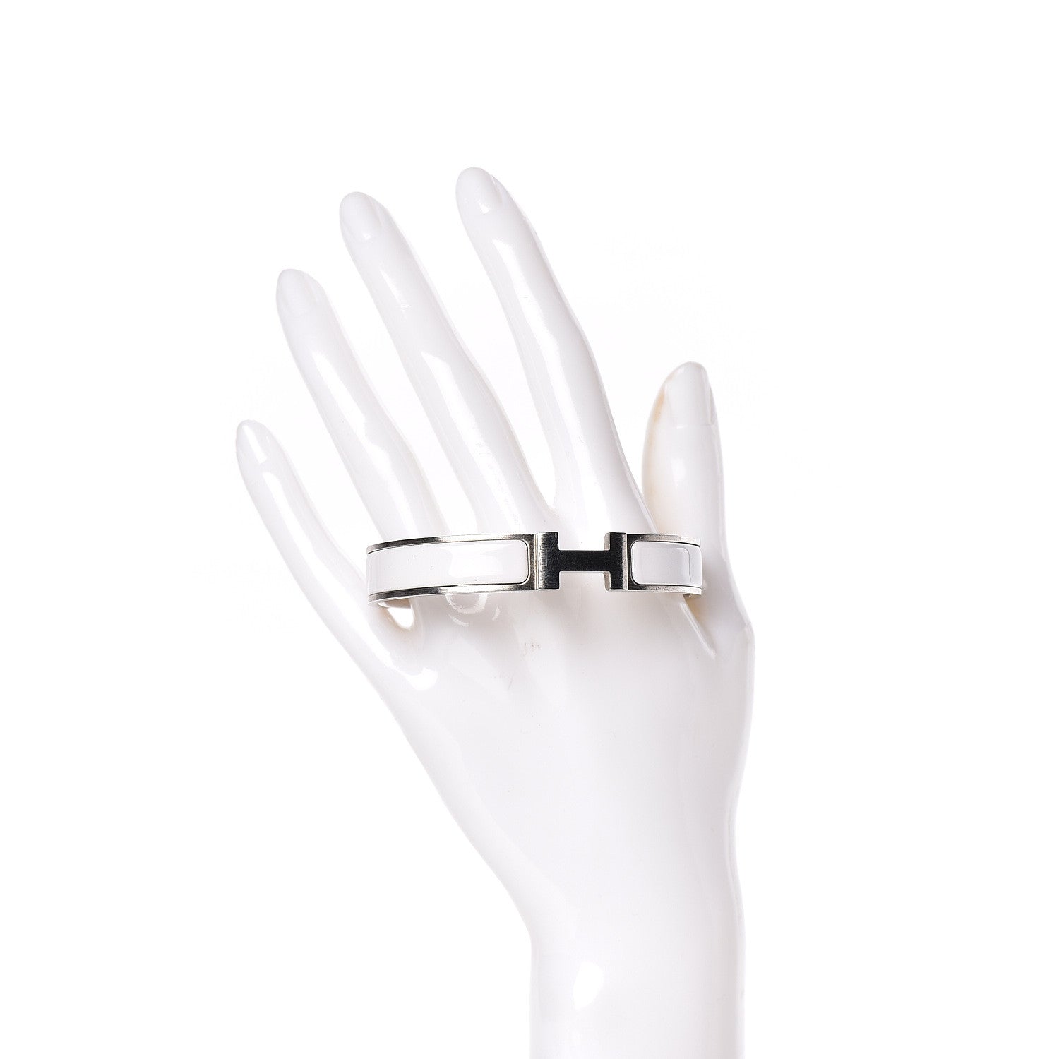 Hermes Matte Enamel Narrow Clic Clac HH Bracelet GM White 2 of 6