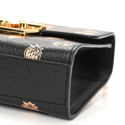 Gucci Textured Dollar Calfskin Berry Print Small Padlock Shoulder Bag Black Light Copper 10 of 10