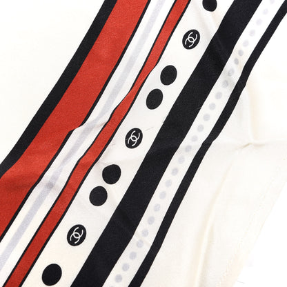 Chanel Silk Striped Scarf White Multicolor 5 of 7