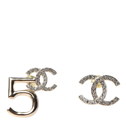 Chanel Crystal CC No 5 Earrings Gold 1 of 5