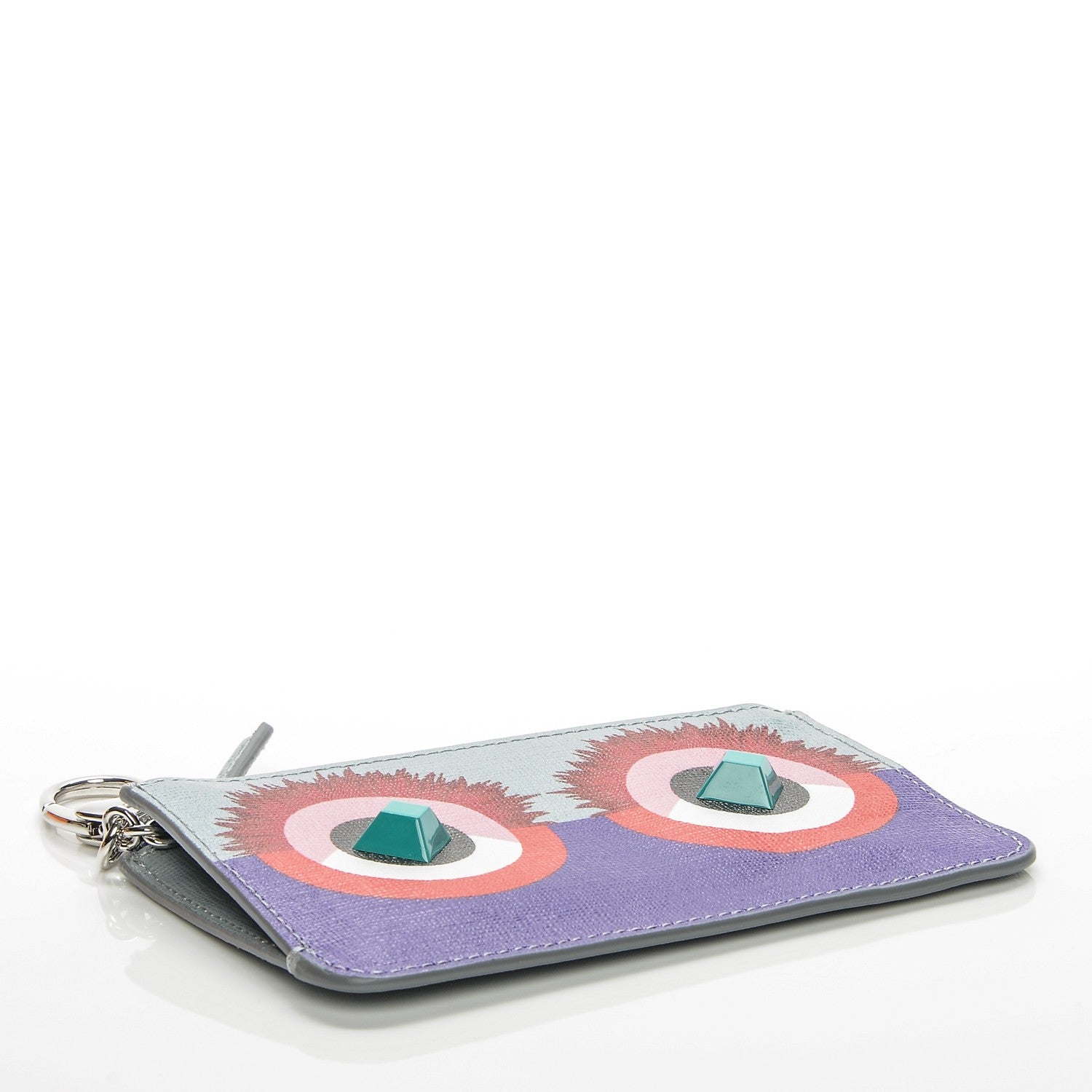 Fendi Vitello Elite Studded Hypnoteyes Coin Pouch Key Case Polvere Multicolor 4 of 6
