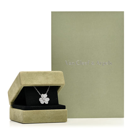 Van Cleef & Arpels 18K White Gold Diamond Small Frivole Pendant Necklace 5 of 5
