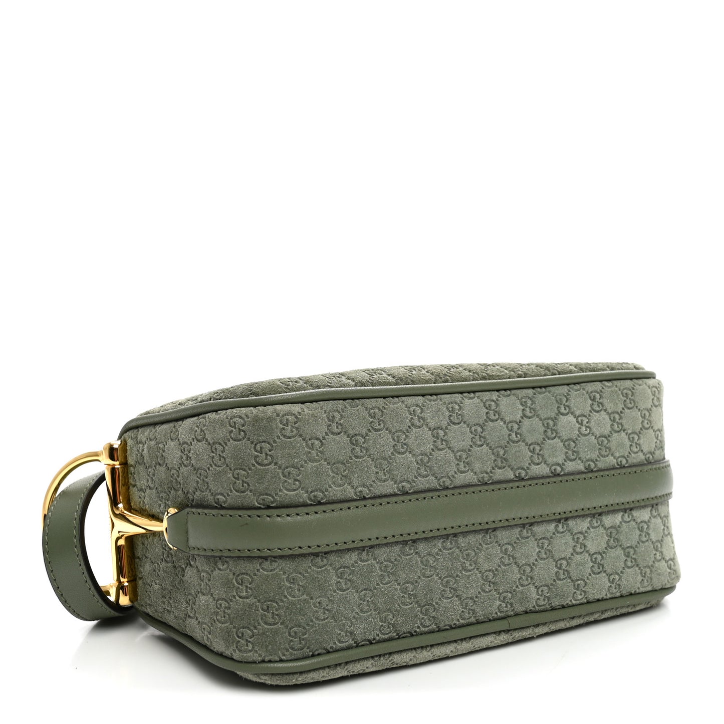Suede GG Monogram Half Horsebit Mini Shoulder Bag Sage