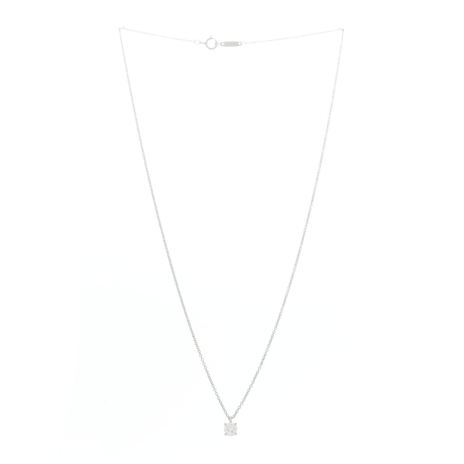 Tiffany Platinum Diamond .33ct Solitaire Pendant Necklace 3 of 6
