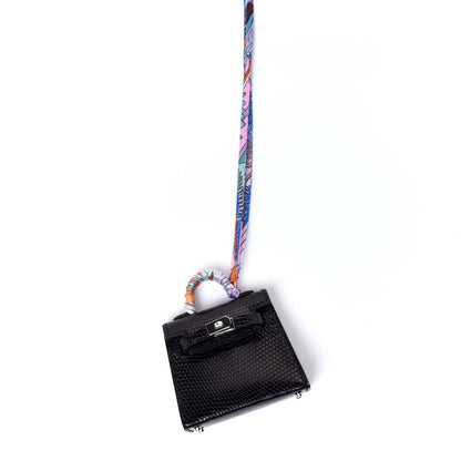 Hermes Lizard Mini Kelly Twilly Bag Charm Black 1 of 6