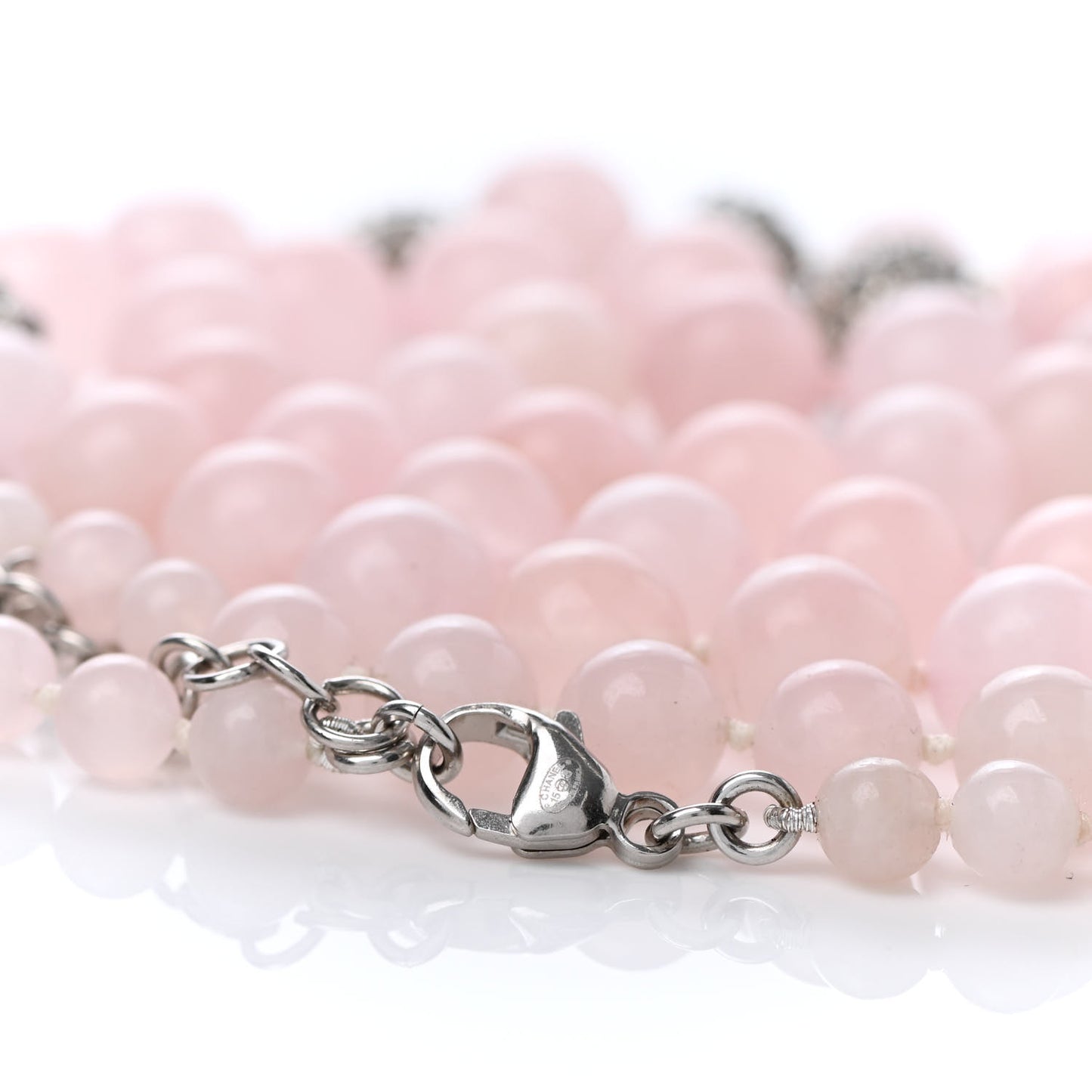 Bead Crystal CC Long Necklace Pink