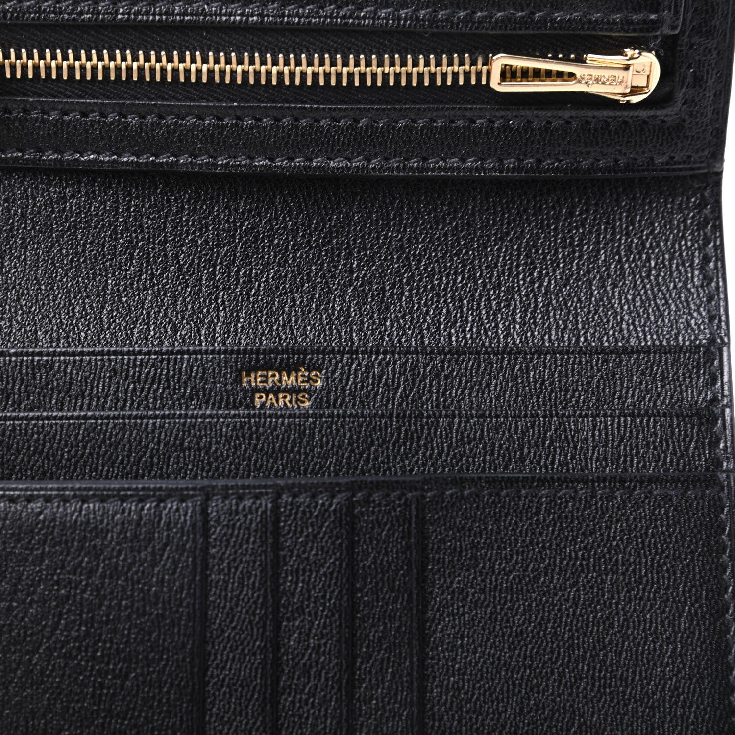 Hermes Shiny Alligator Bearn Compact Wallet Black 6 of 9