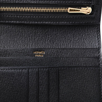 Hermes Shiny Alligator Bearn Compact Wallet Black 6 of 9