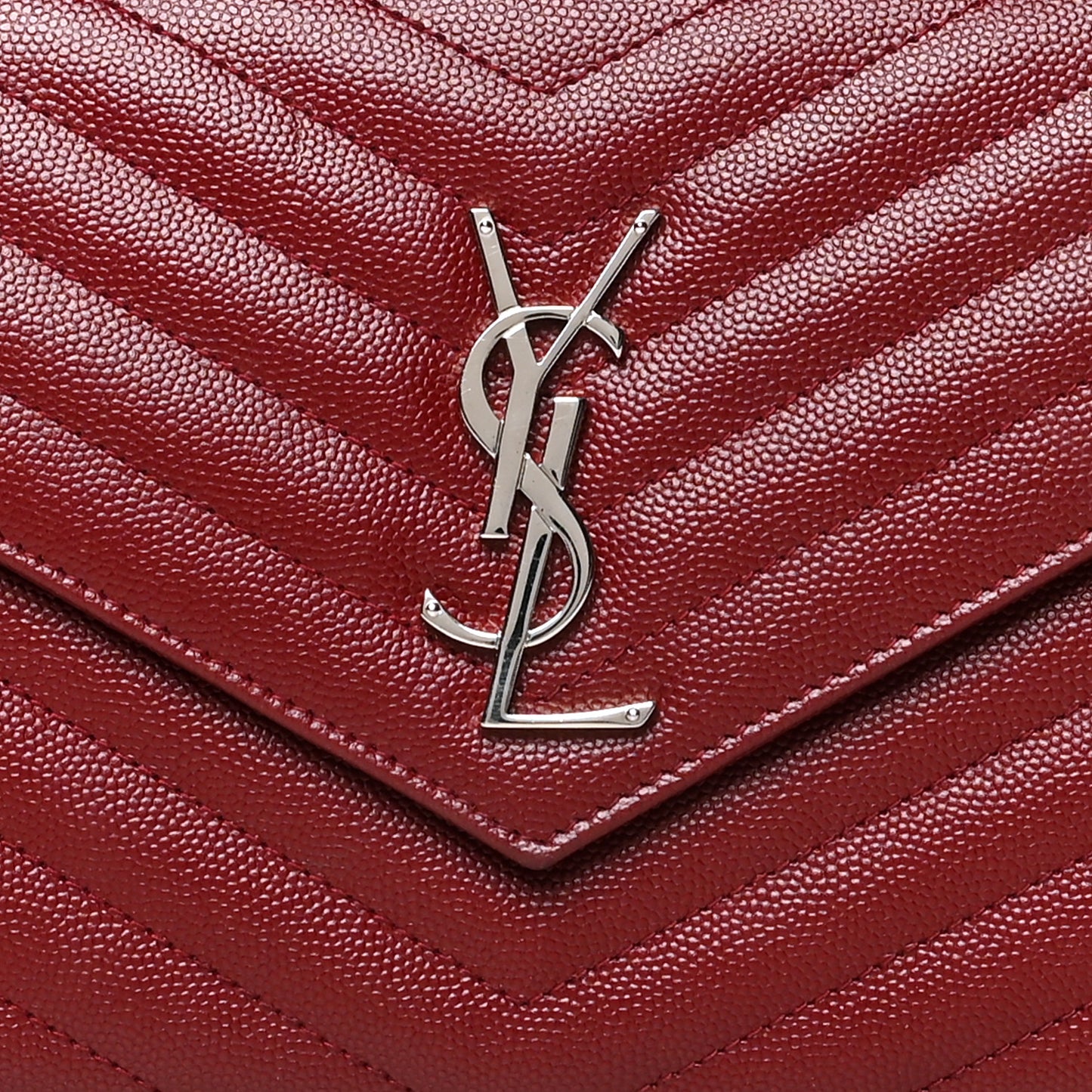 Grain De Poudre Matelasse Chevron Monogram Chain Wallet Palissandre