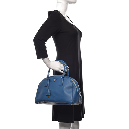 Prada Saffiano Lux Bowling Bag Cobalto 2 of 17