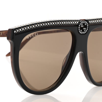 Gucci Aviator Crystal Brow Sunglasses GG0732S Havana Brown 8 of 10